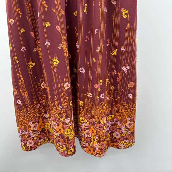 ModCloth Lively Identity Burgundy Floral Short Sleeve Mini Dress Size L NEW - Picture 5 of 13